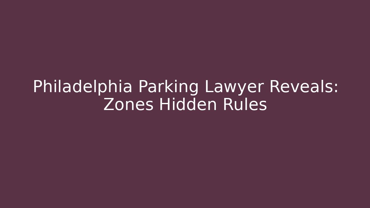 Philadelphia Parking Lawyer Reveals: Zones Hidden Rules