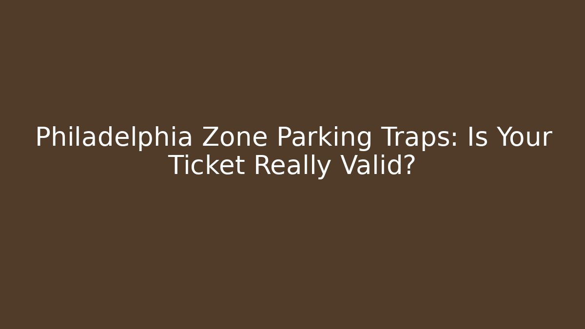Philadelphia Zone Parking Traps: Is Your Ticket Really Valid?