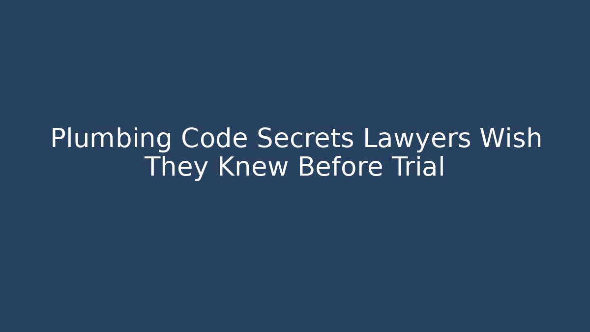 Plumbing Code Secrets Lawyers Wish They Knew Before Trial - Magmic