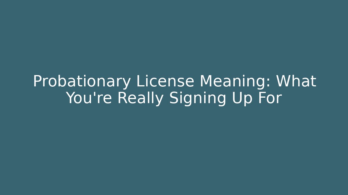 Probationary License Meaning: What You’re Really Signing Up For - Magmic