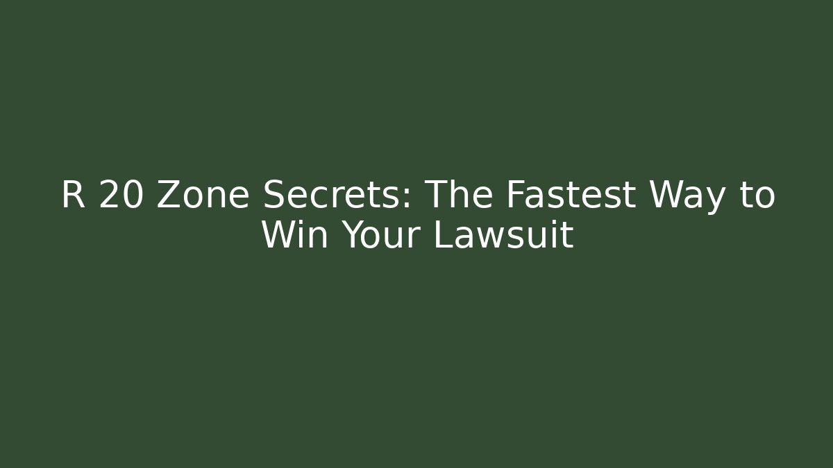 R 20 Zone Secrets: The Fastest Way to Win Your Lawsuit