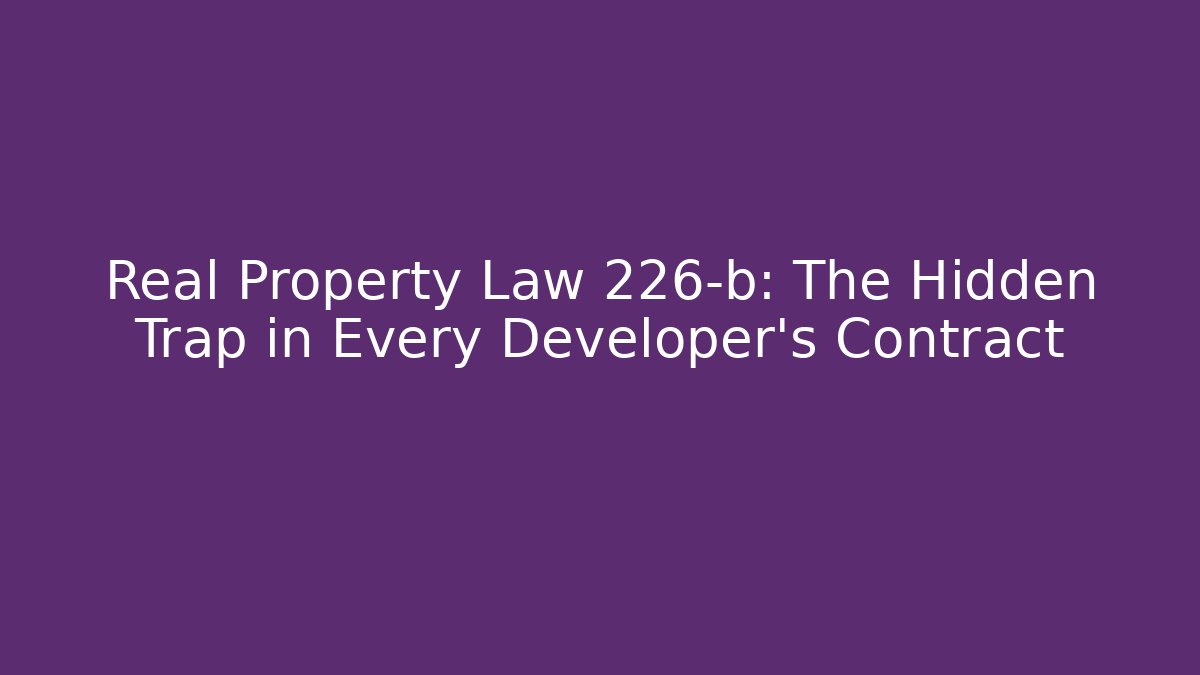 Real Property Law 226-b: The Hidden Trap in Every Developer's Contract