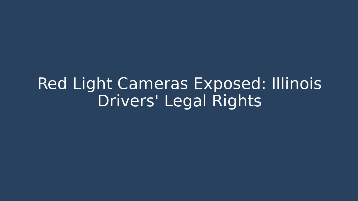 Red Light Cameras Exposed: Illinois Drivers' Legal Rights
