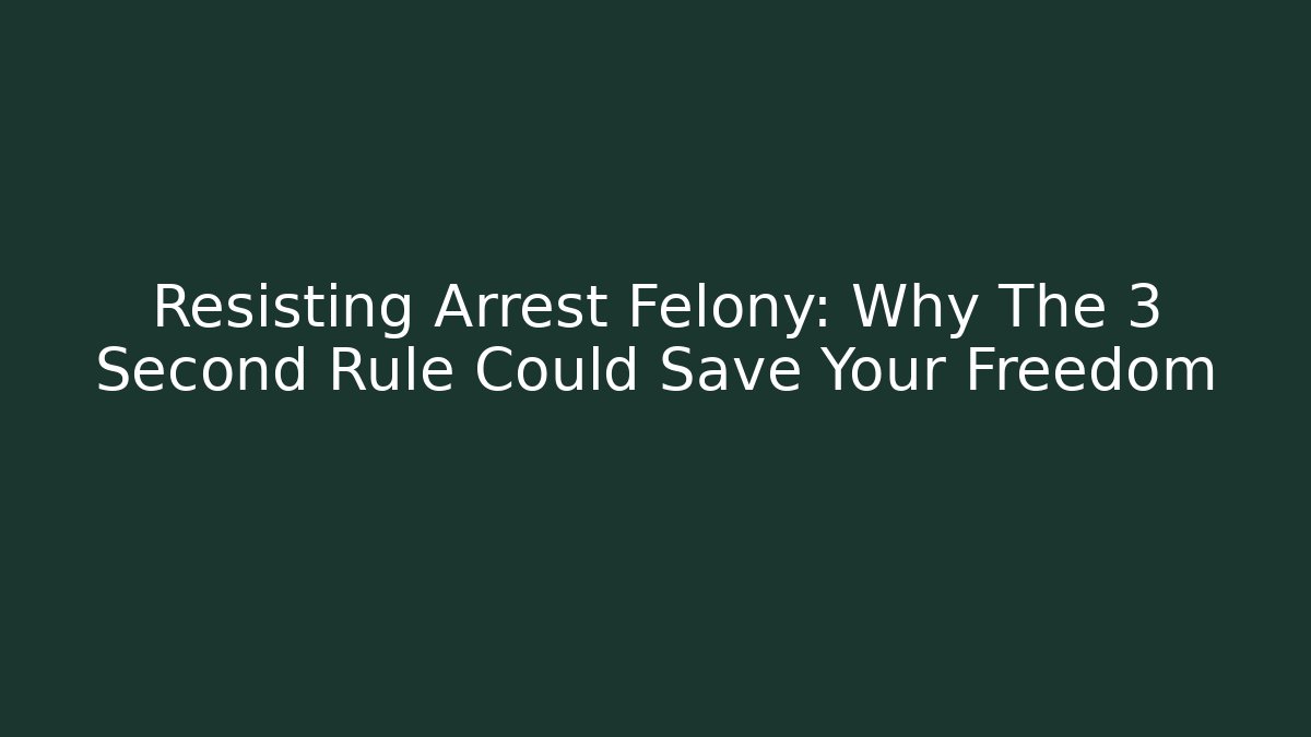 Resisting Arrest Felony: Why The 3 Second Rule Could Save Your Freedom