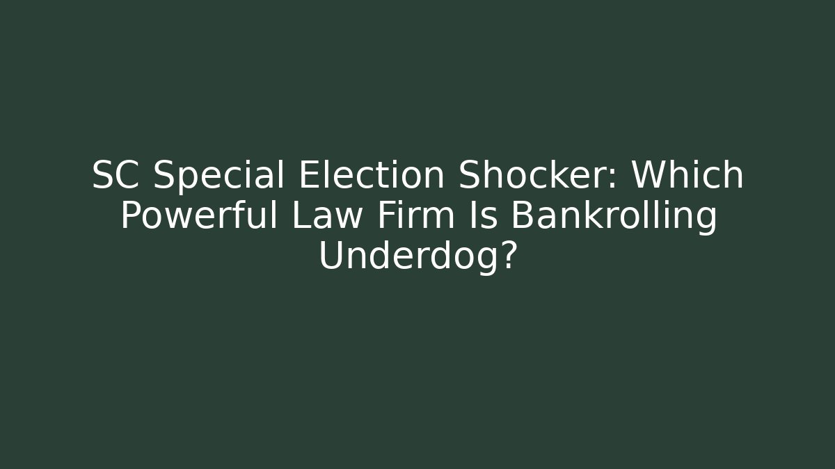 SC Special Election Shocker: Which Powerful Law Firm Is Bankrolling Underdog?