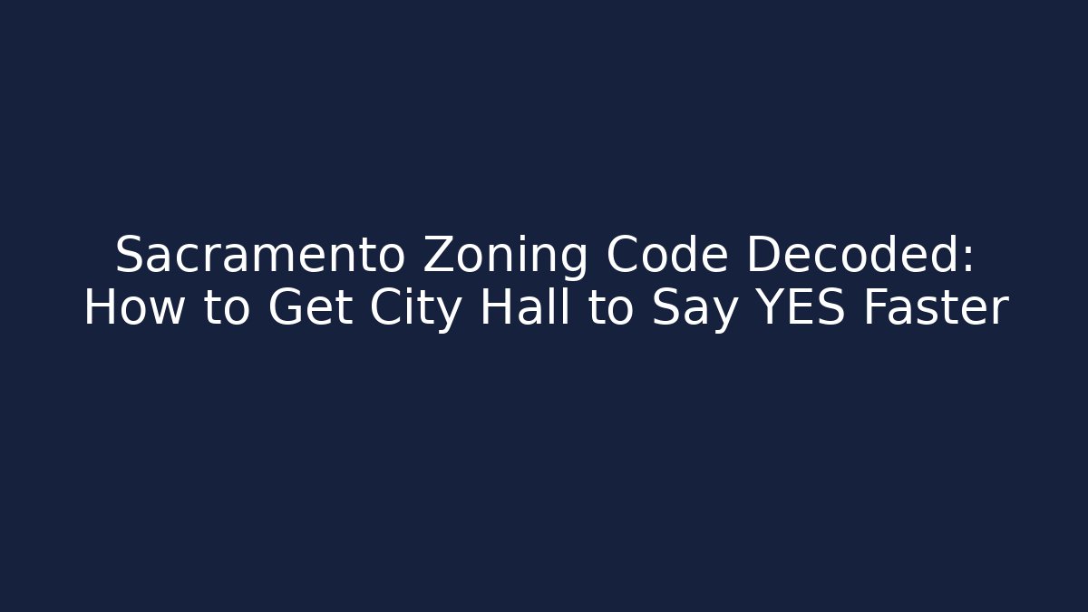 Sacramento Zoning Code Decoded: How to Get City Hall to Say YES Faster
