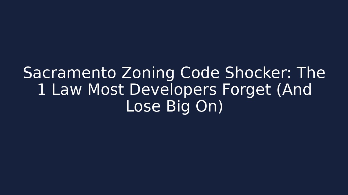Sacramento Zoning Code Shocker: The 1 Law Most Developers Forget (And Lose Big On)