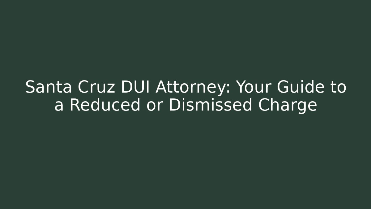 Santa Cruz DUI Attorney: Your Guide to a Reduced or Dismissed Charge