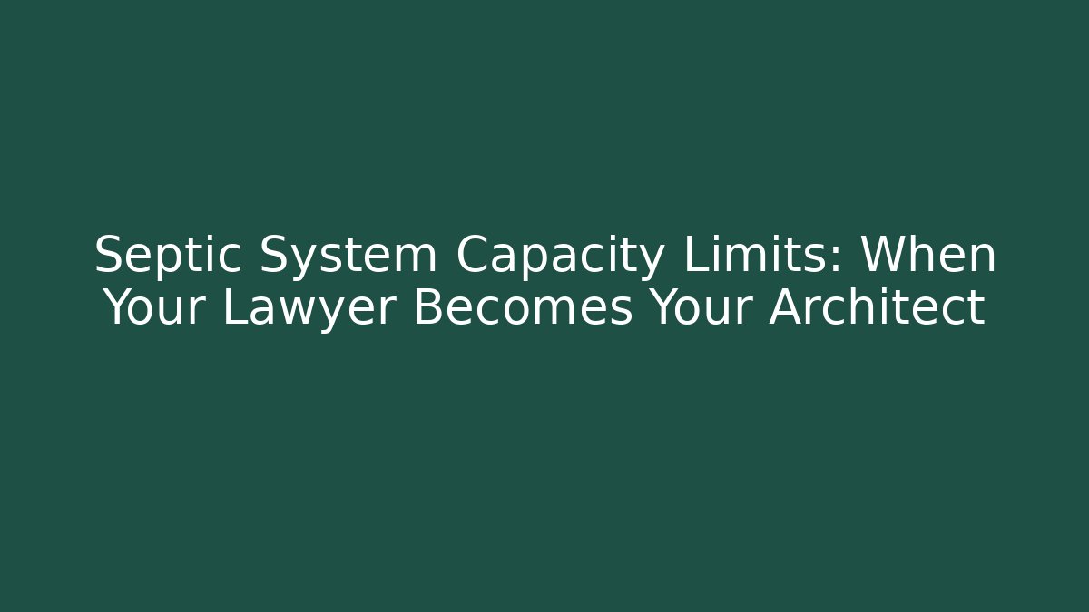 Septic System Capacity Limits: When Your Lawyer Becomes Your Architect - Magmic