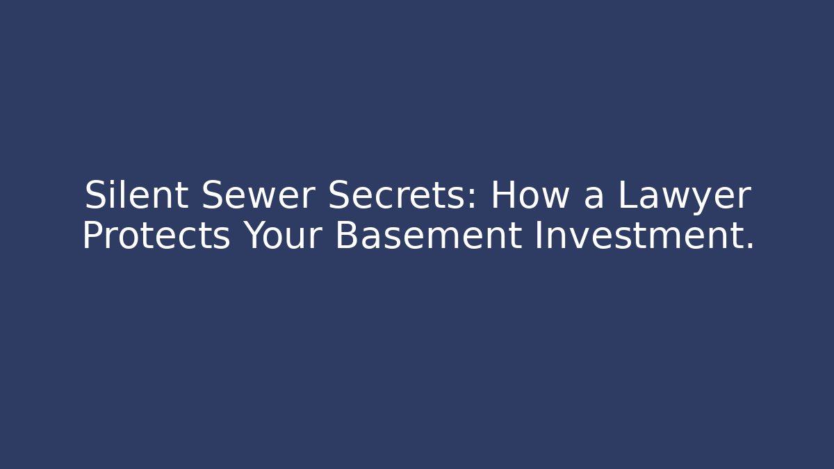 Silent Sewer Secrets: How a Lawyer Protects Your Basement Investment.