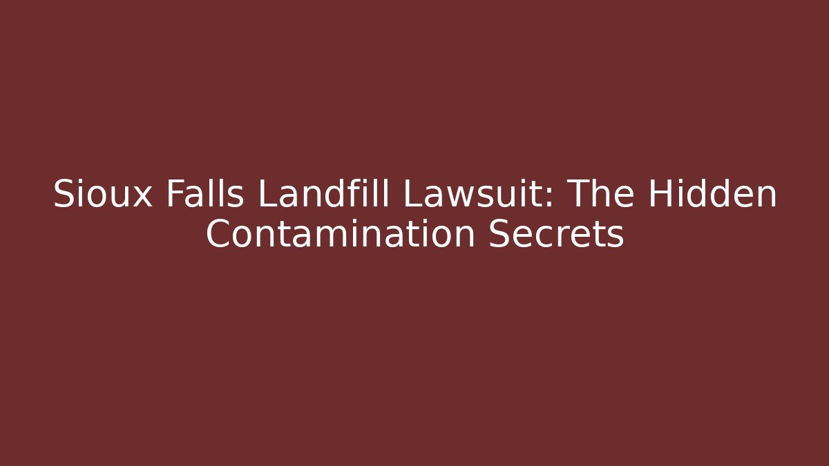 Sioux Falls Landfill Lawsuit: The Hidden Contamination Secrets