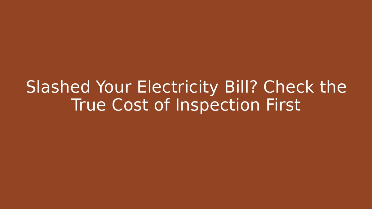 Slashed Your Electricity Bill? Check the True Cost of Inspection First