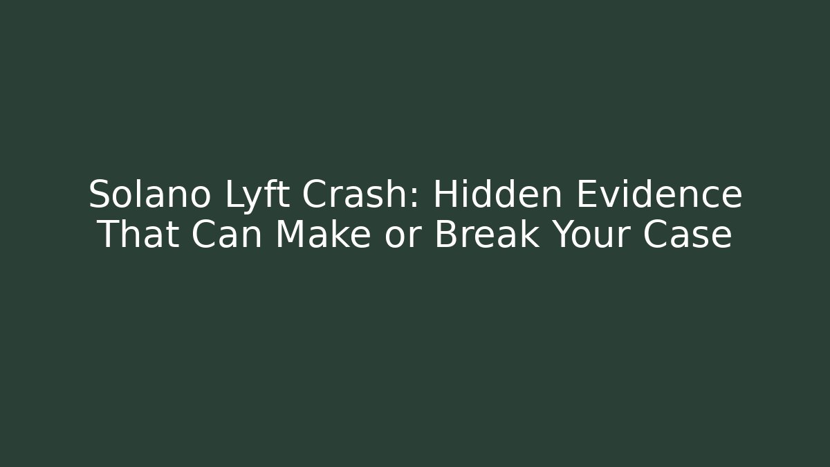 Solano Lyft Crash: Hidden Evidence That Can Make or Break Your Case
