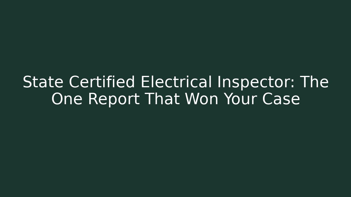 State Certified Electrical Inspector: The One Report That Won Your Case