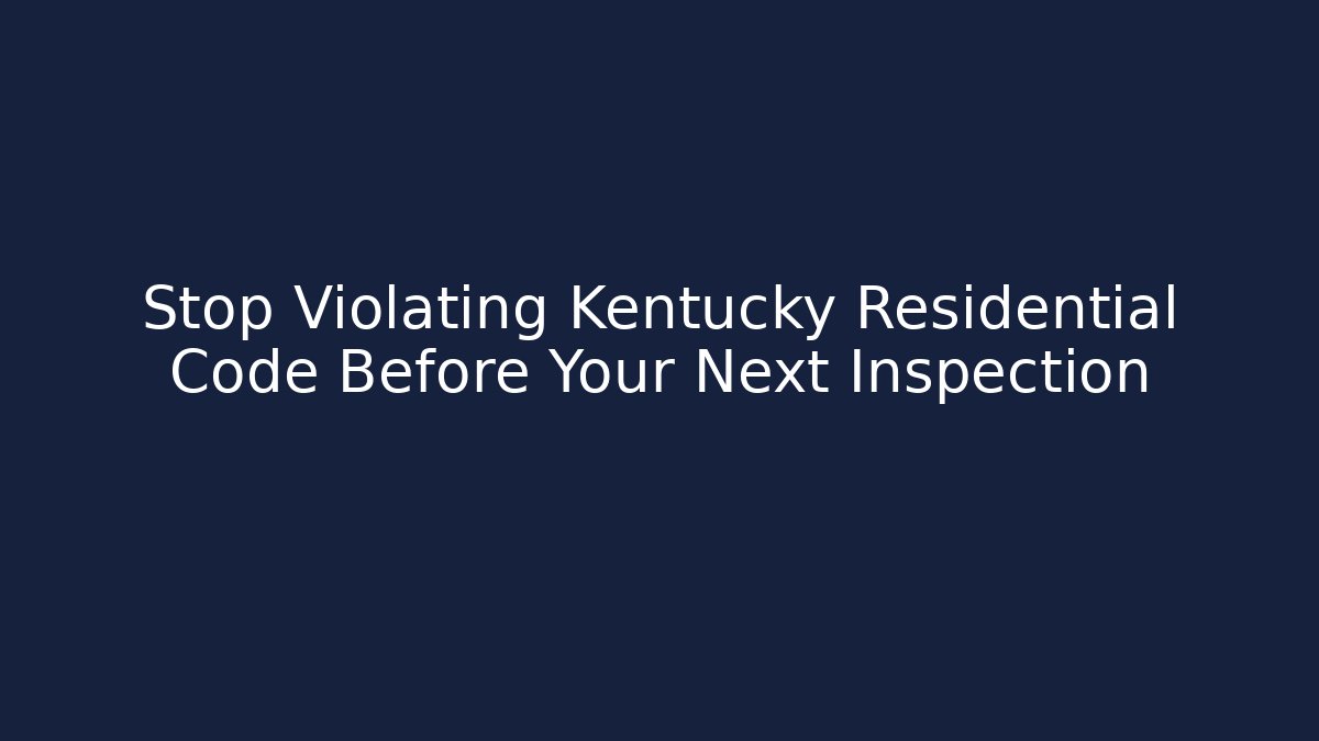Stop Violating Kentucky Residential Code Before Your Next Inspection