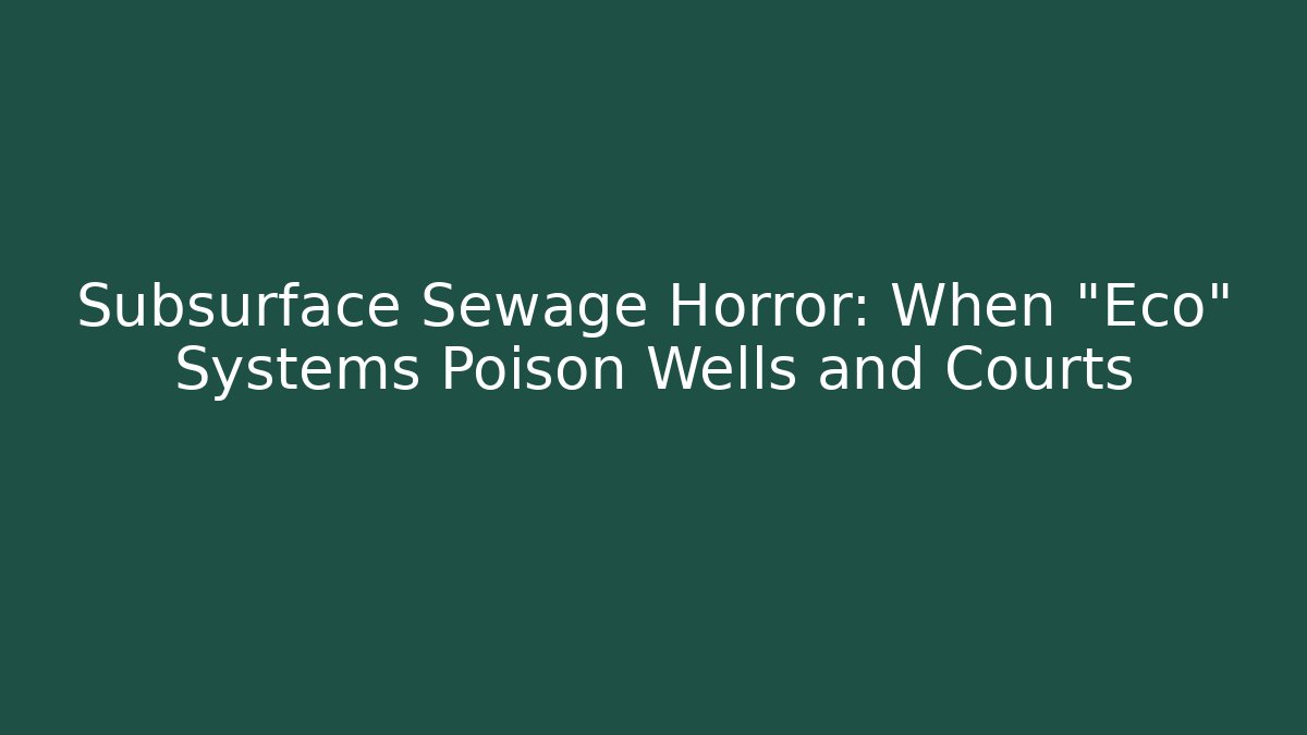 Subsurface Sewage Horror: When “Eco” Systems Poison Wells and Courts