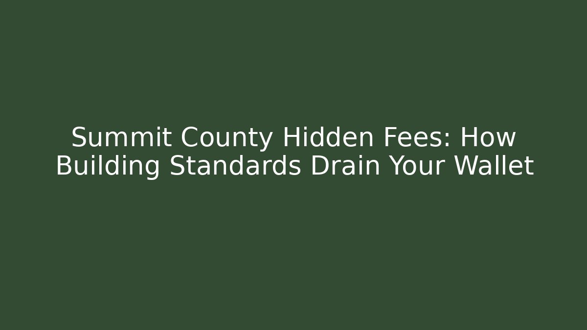 Summit County Hidden Fees: How Building Standards Drain Your Wallet - Magmic