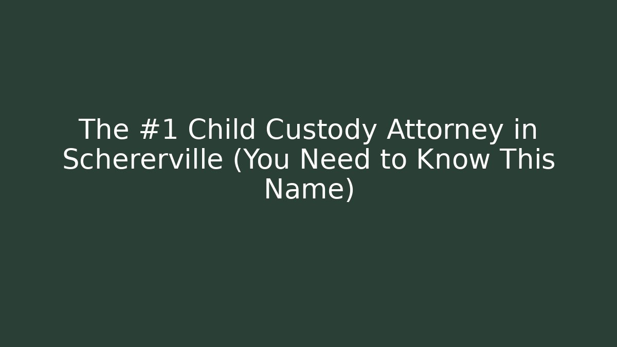 The #1 Child Custody Attorney in Schererville (You Need to Know This Name)