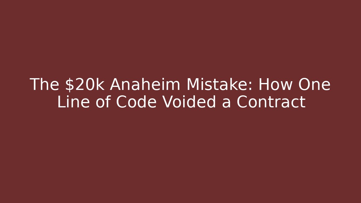 The $20k Anaheim Mistake: How One Line of Code Voided a Contract