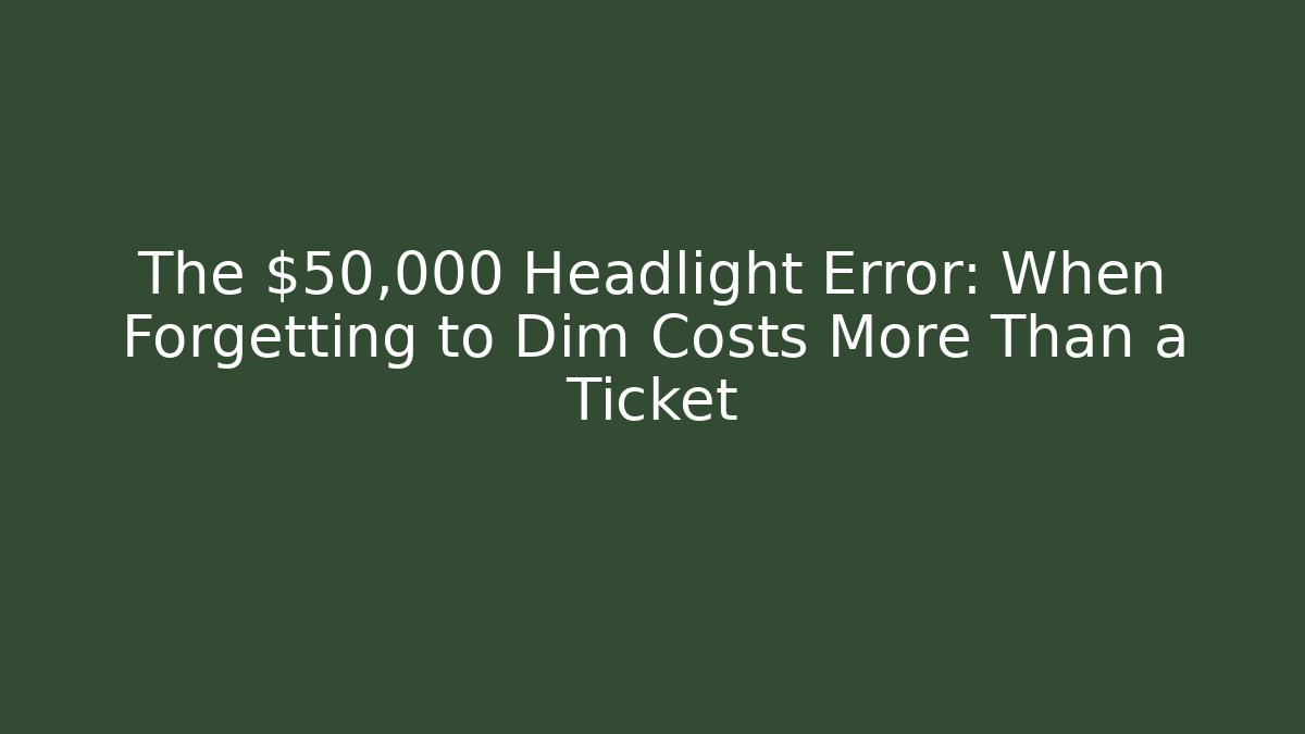 The $50,000 Headlight Error: When Forgetting to Dim Costs More Than a Ticket