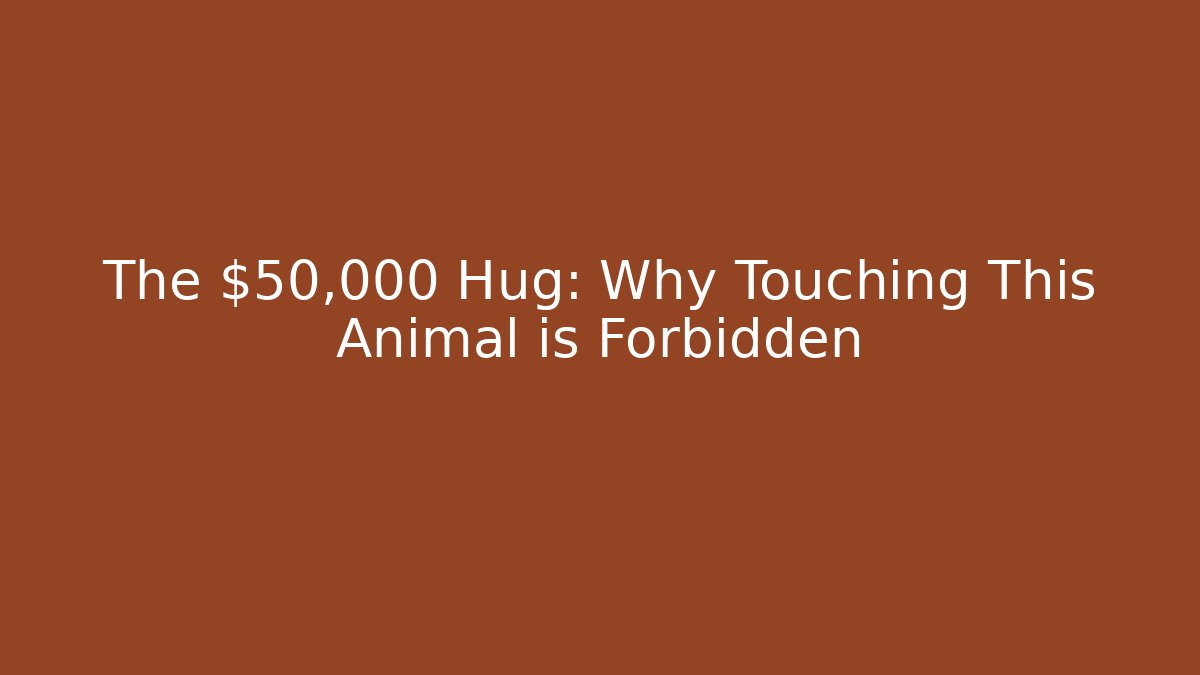 The $50,000 Hug: Why Touching This Animal is Forbidden