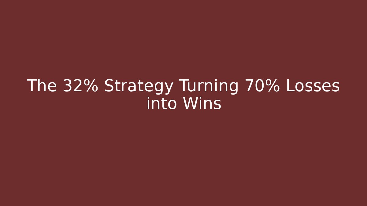 The 32% Strategy Turning 70% Losses into Wins