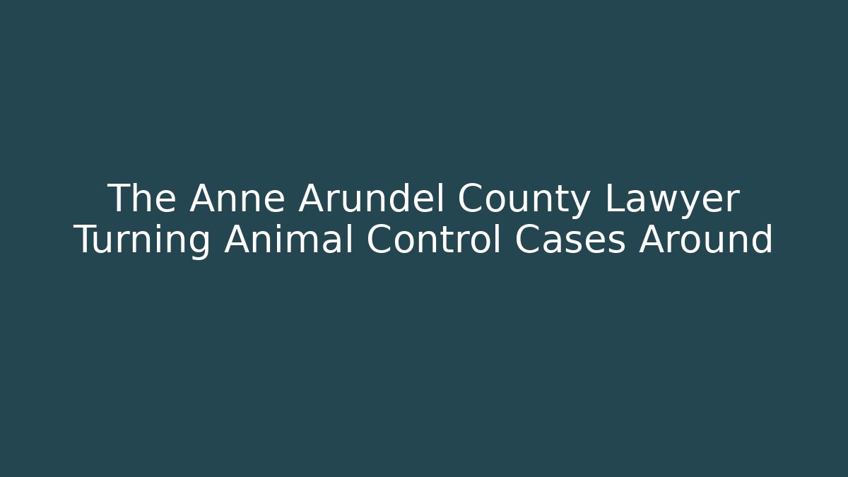 The Anne Arundel County Lawyer Turning Animal Control Cases Around