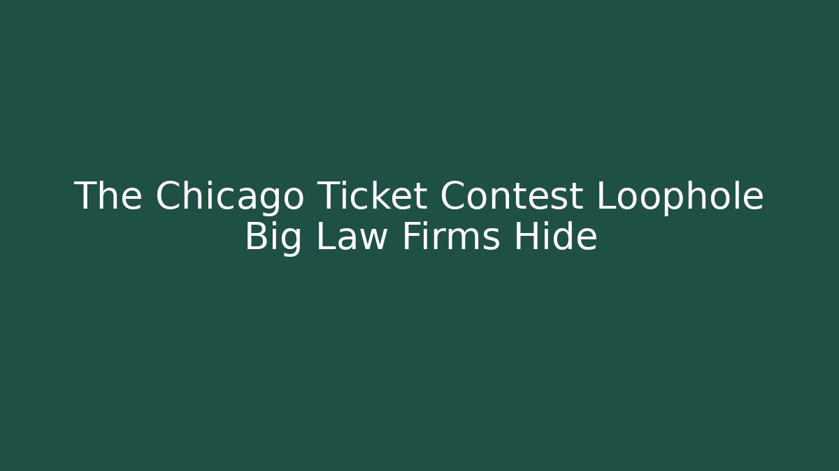The Chicago Ticket Contest Loophole Big Law Firms Hide
