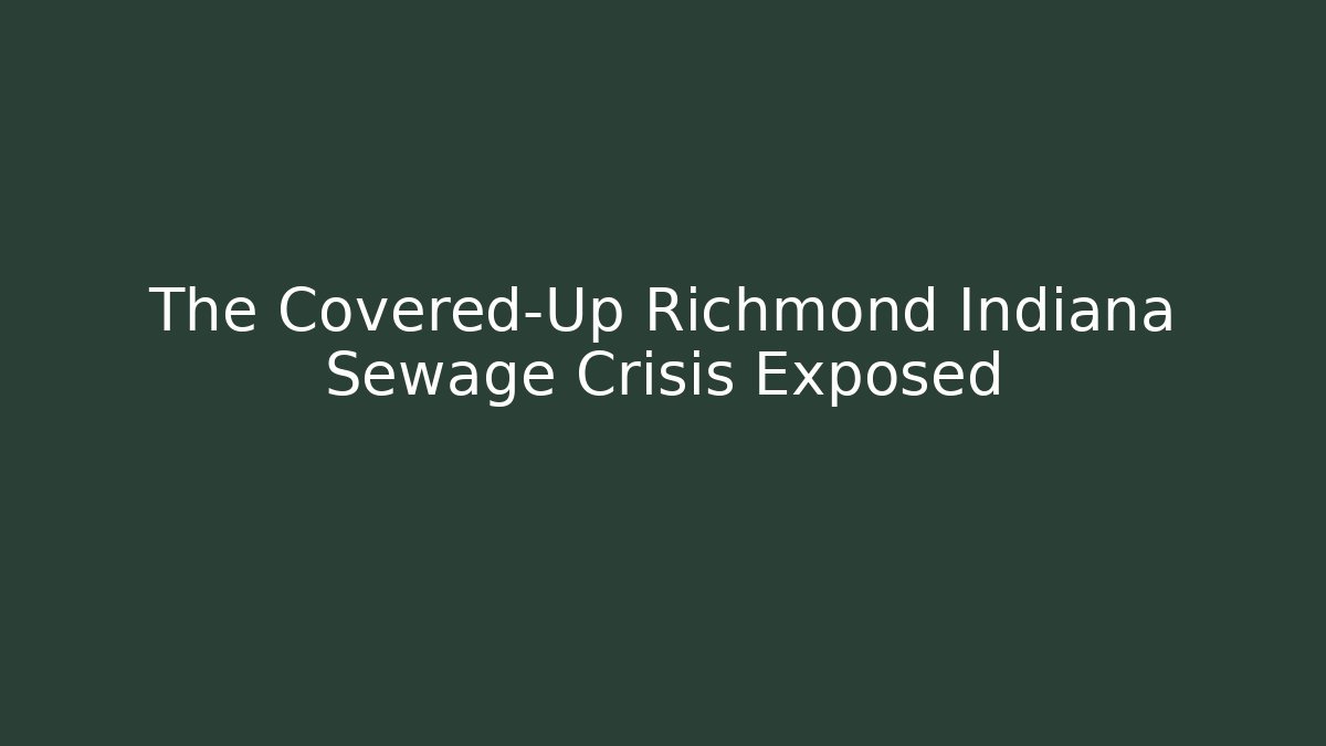 The Covered-Up Richmond Indiana Sewage Crisis Exposed