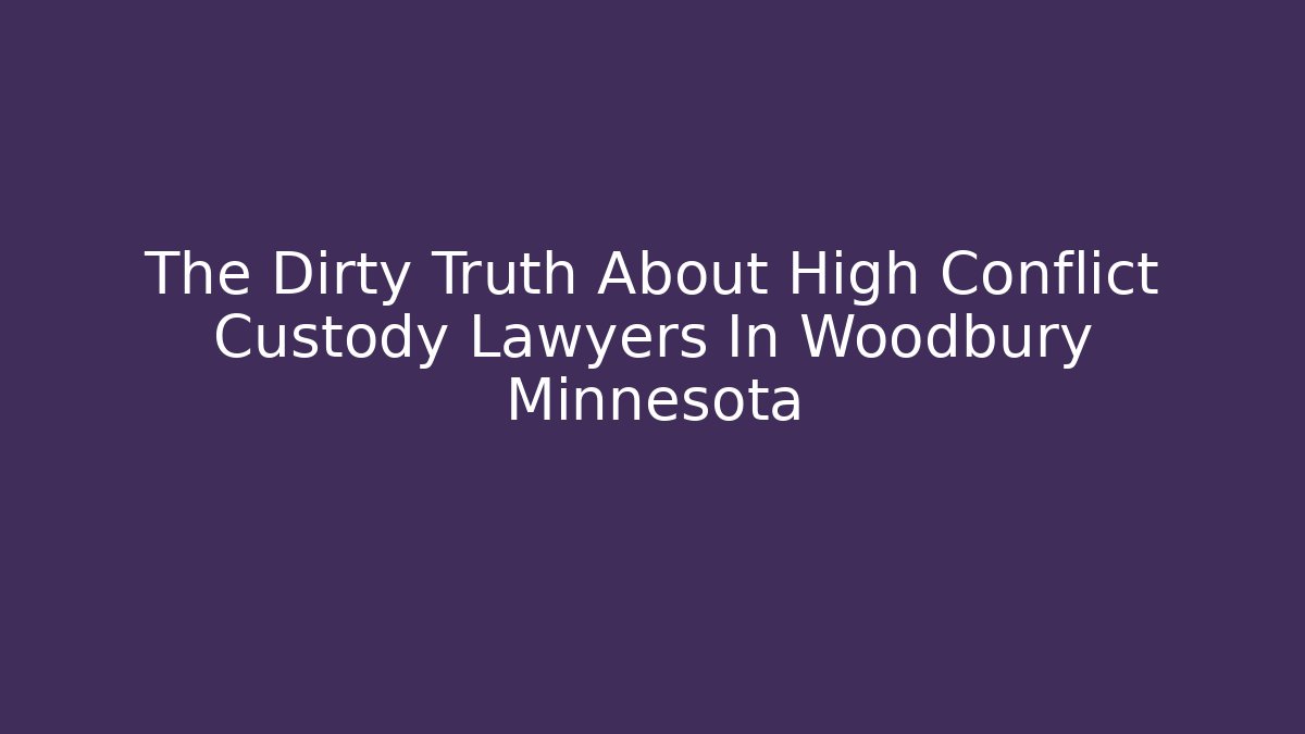 The Dirty Truth About High Conflict Custody Lawyers In Woodbury Minnesota
