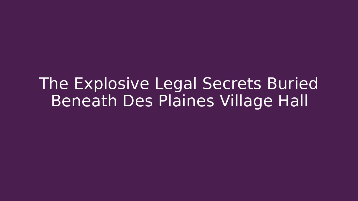 The Explosive Legal Secrets Buried Beneath Des Plaines Village Hall