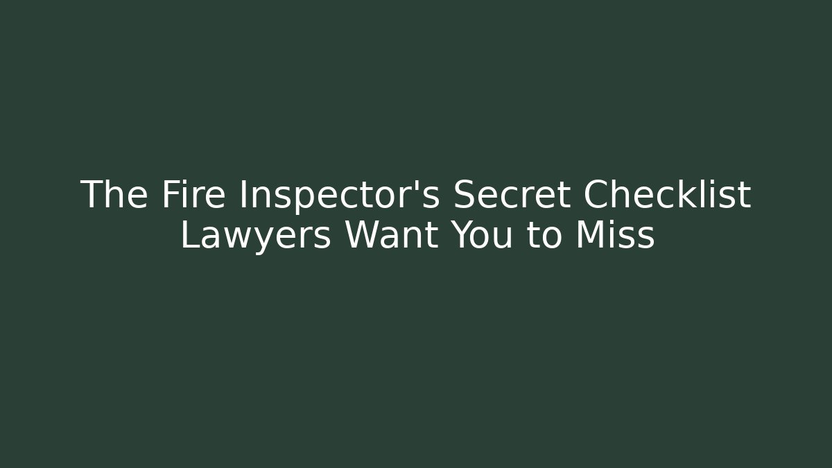 The Fire Inspector’s Secret Checklist Lawyers Want You to Miss