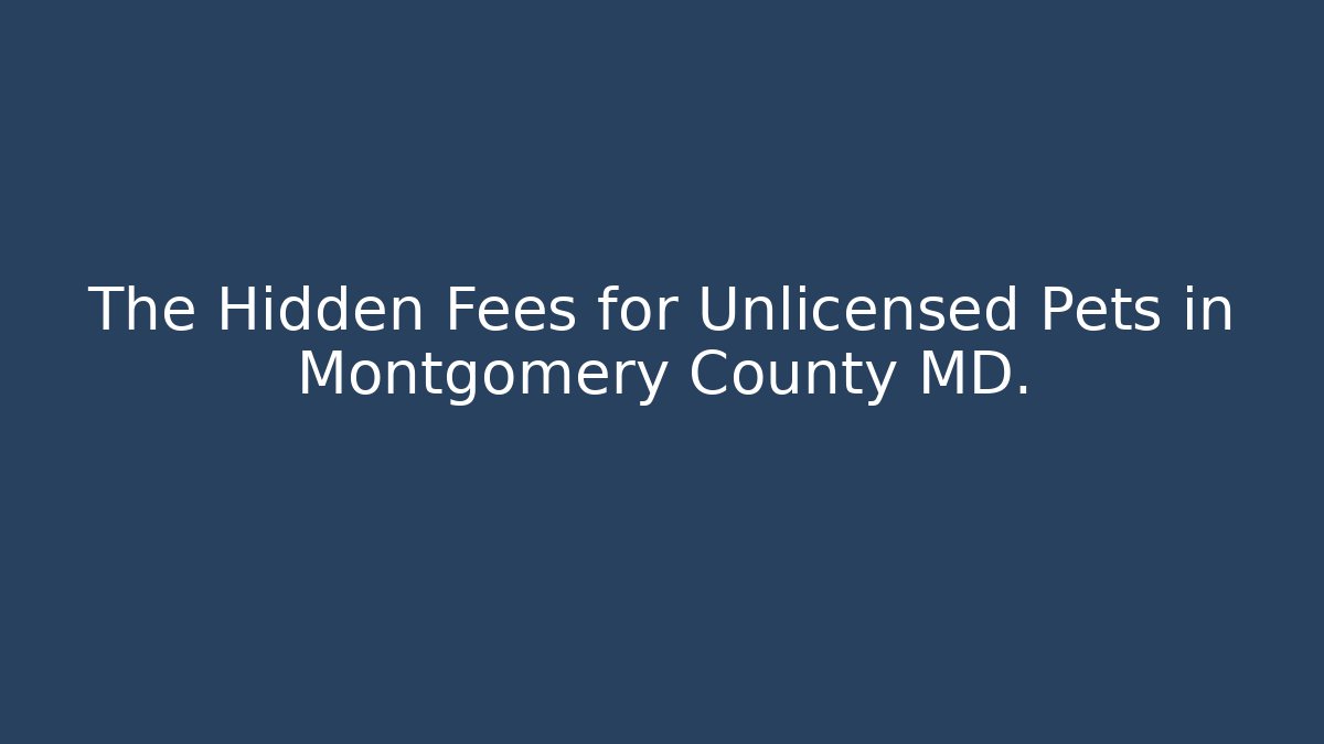 The Hidden Fees for Unlicensed Pets in Montgomery County MD.