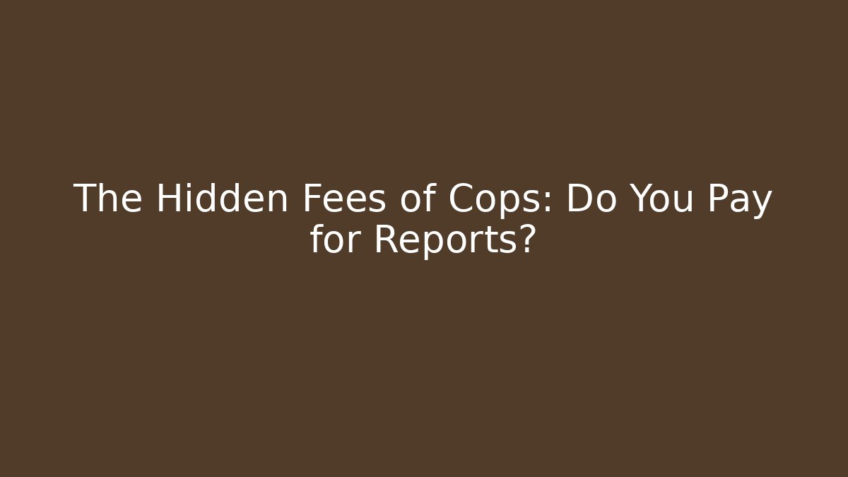 The Hidden Fees of Cops: Do You Pay for Reports?