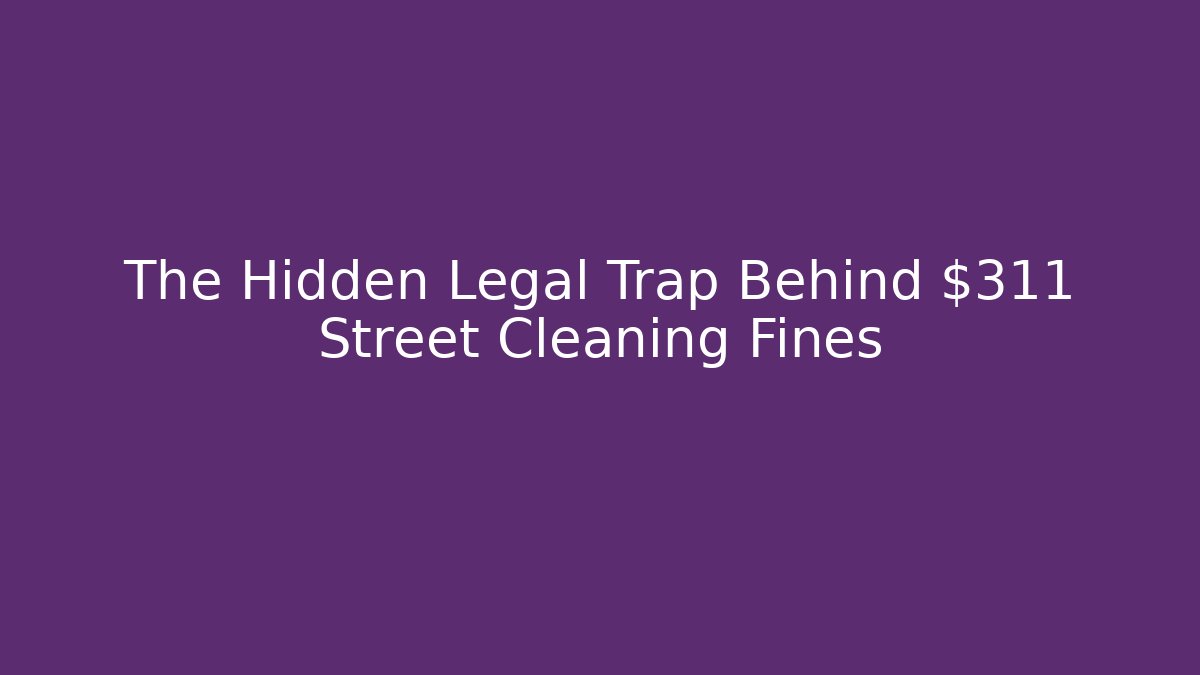 The Hidden Legal Trap Behind $311 Street Cleaning Fines