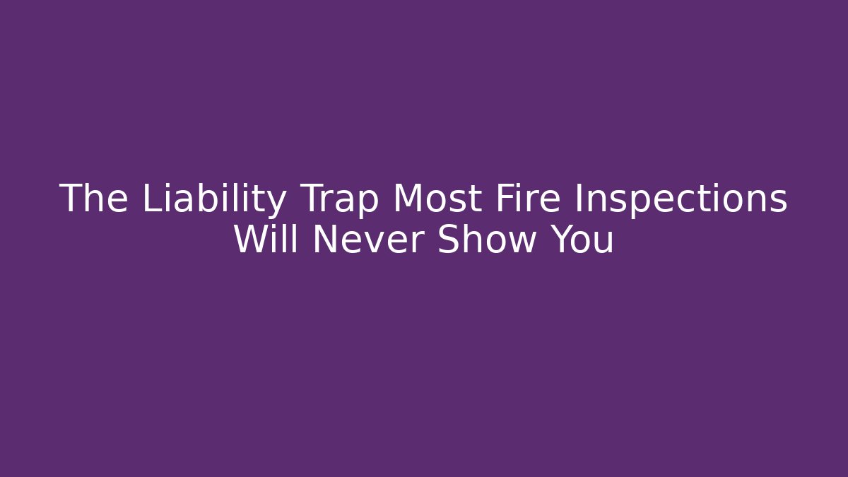 The Liability Trap Most Fire Inspections Will Never Show You