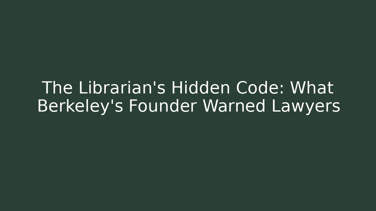 The Librarian’s Hidden Code: What Berkeley’s Founder Warned Lawyers - Magmic