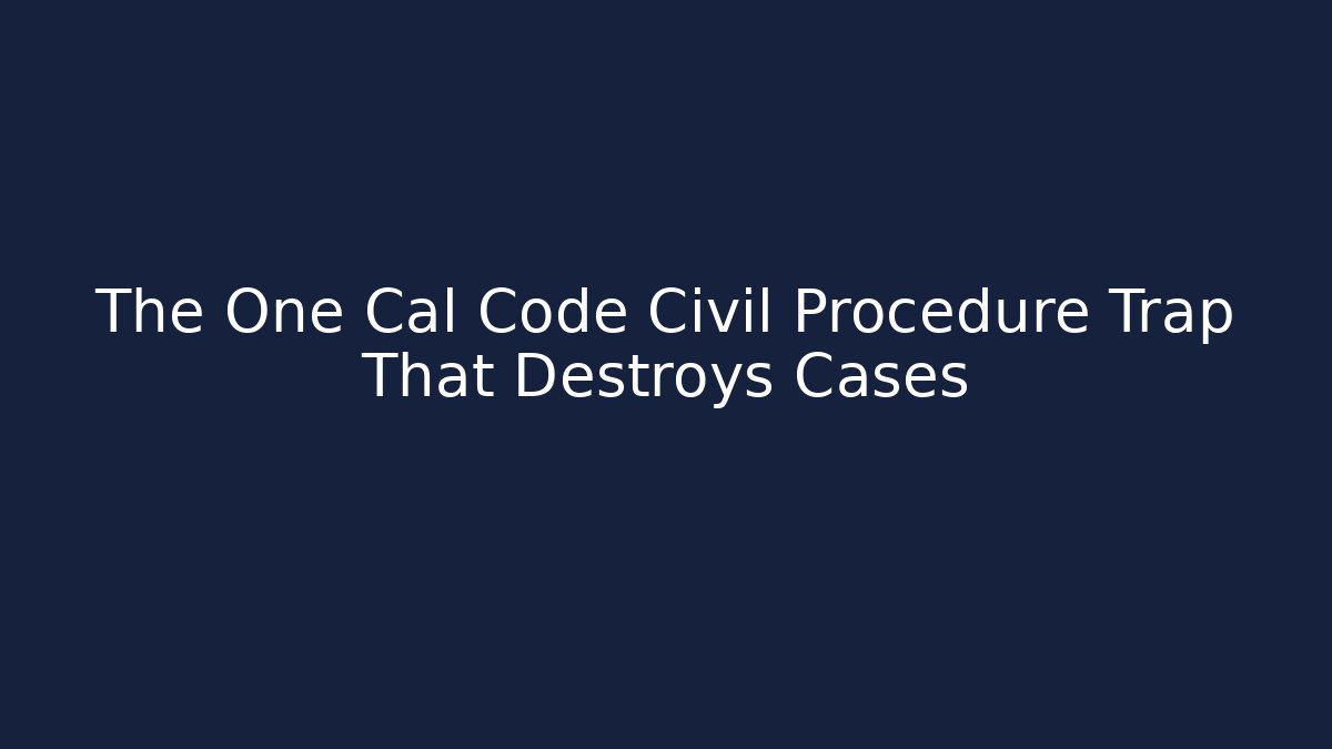 The One Cal Code Civil Procedure Trap That Destroys Cases - Magmic