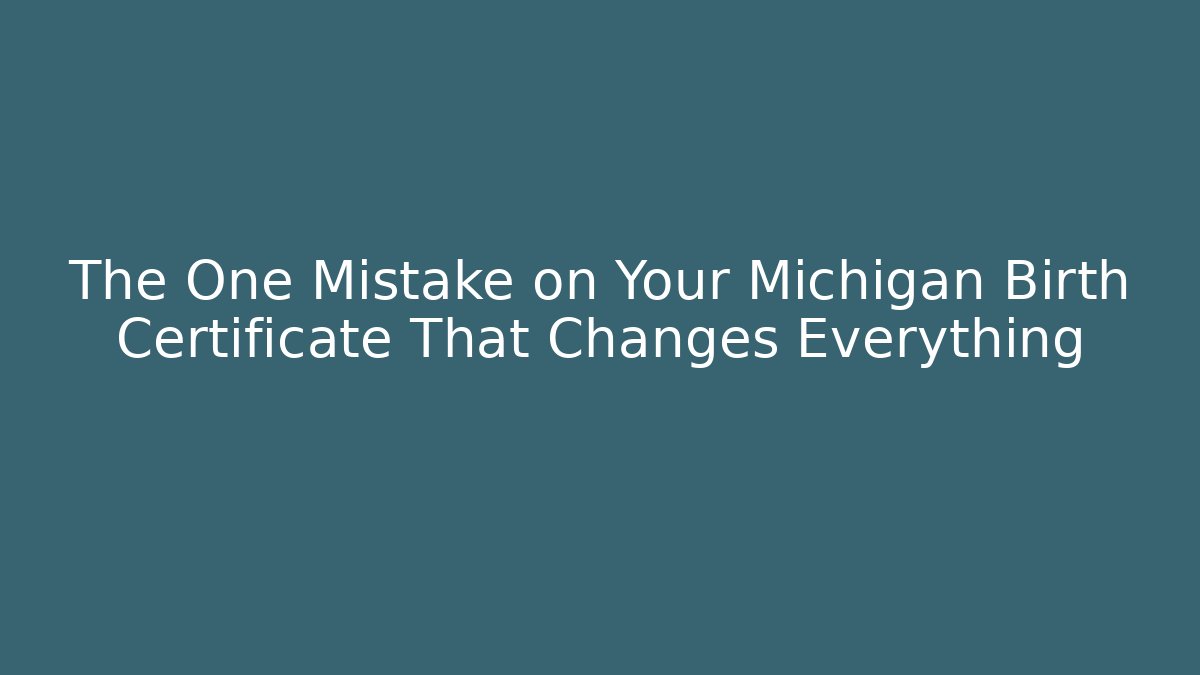 The One Mistake on Your Michigan Birth Certificate That Changes Everything