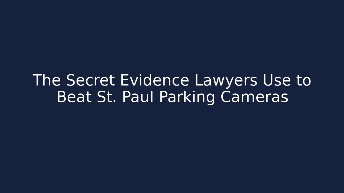 The Secret Evidence Lawyers Use to Beat St. Paul Parking Cameras