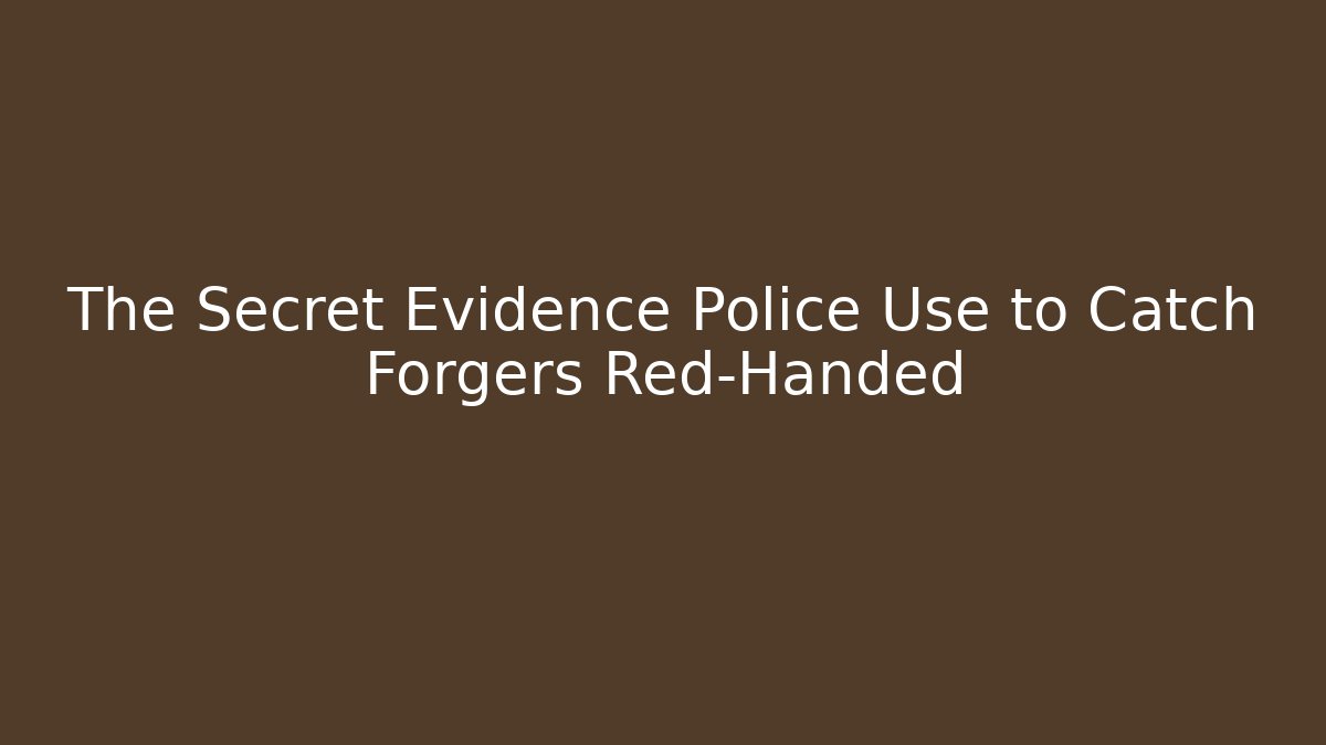 The Secret Evidence Police Use to Catch Forgers Red-Handed