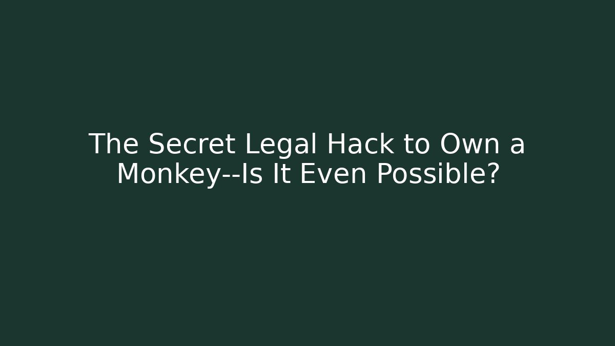 The Secret Legal Hack to Own a Monkey—Is It Even Possible?