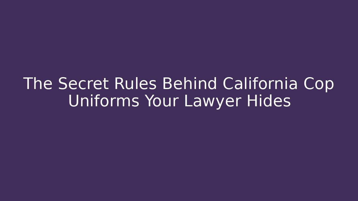 The Secret Rules Behind California Cop Uniforms Your Lawyer Hides