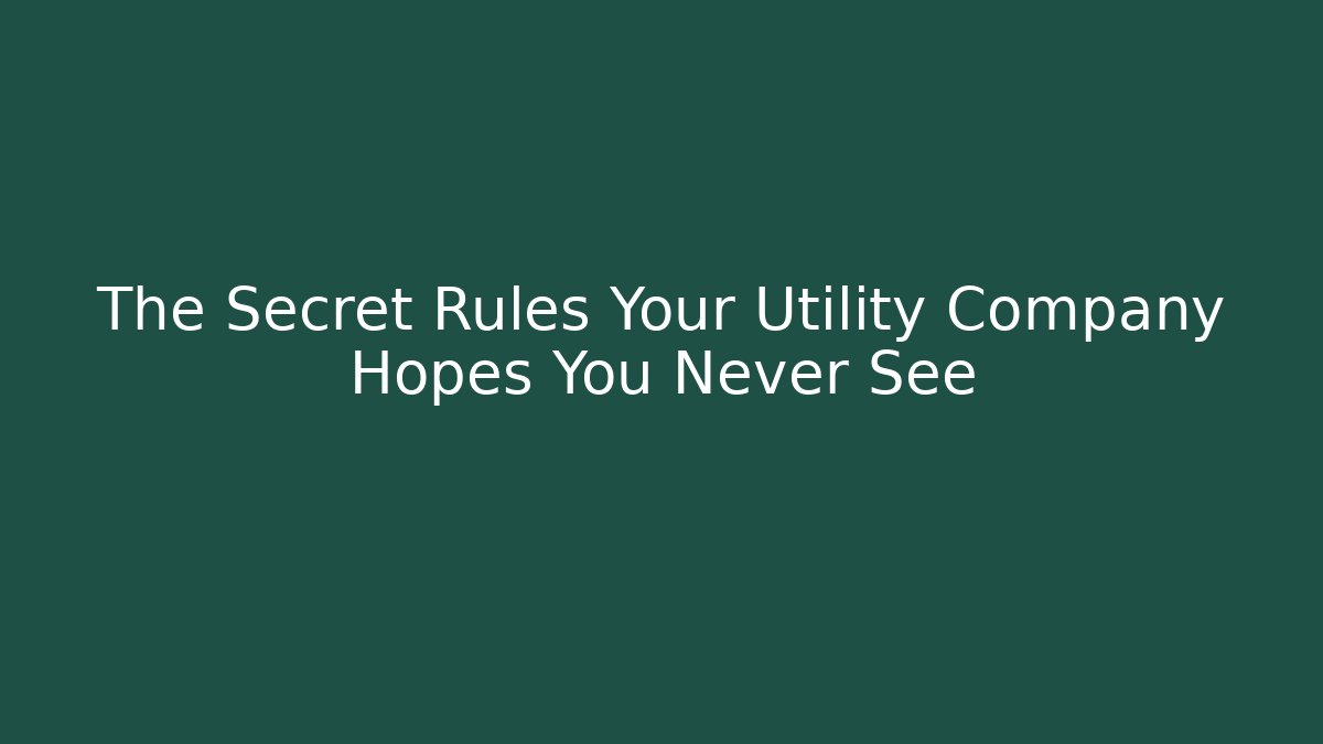 The Secret Rules Your Utility Company Hopes You Never See