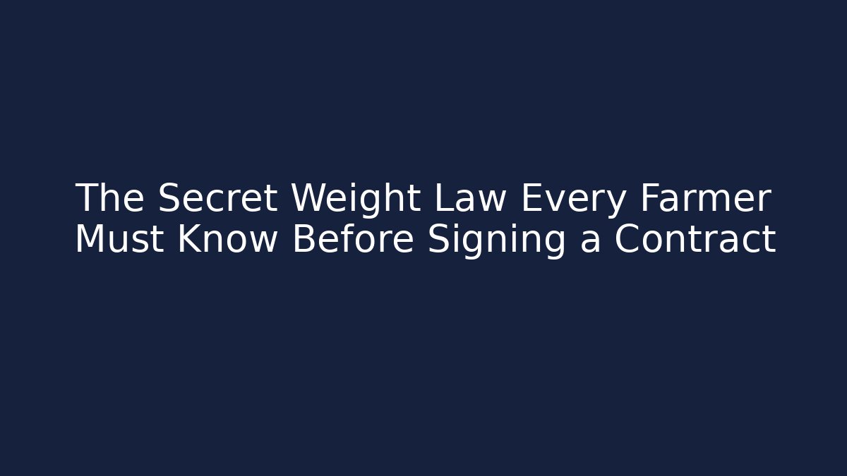 The Secret Weight Law Every Farmer Must Know Before Signing a Contract