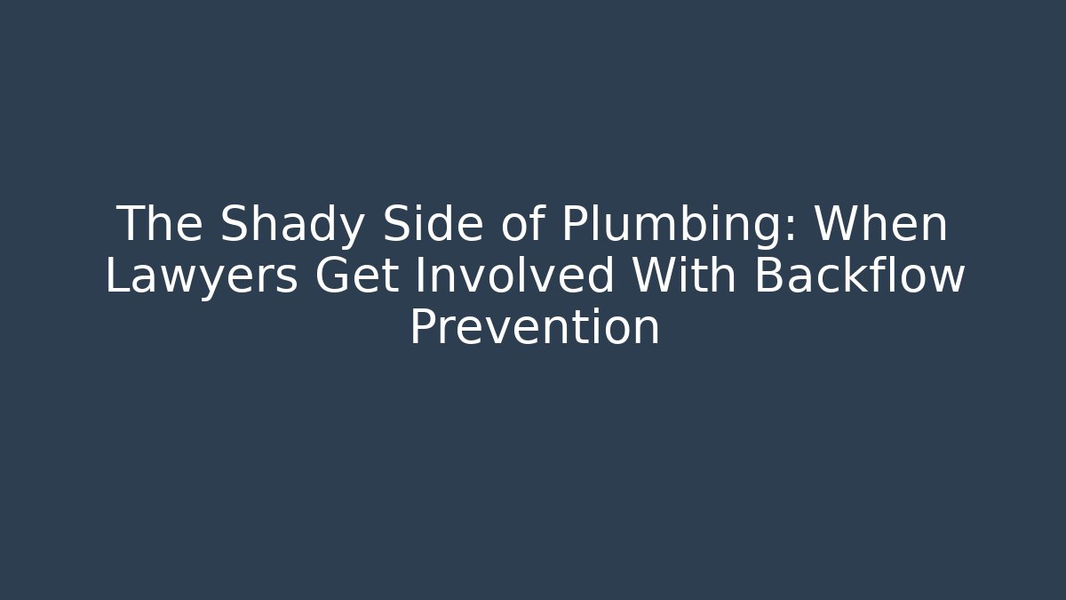 The Shady Side of Plumbing: When Lawyers Get Involved With Backflow Prevention