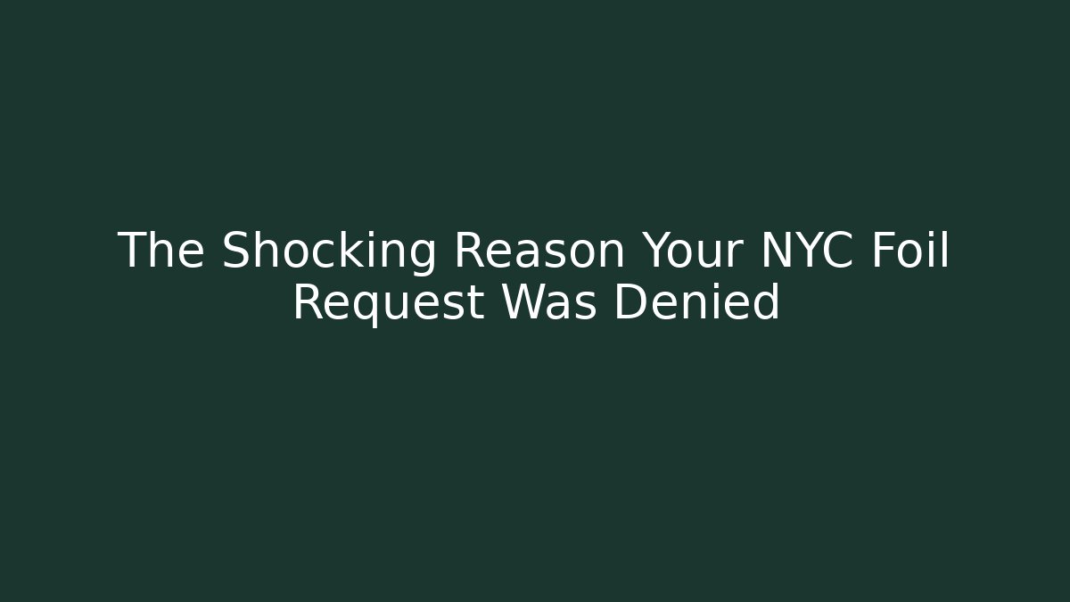 The Shocking Reason Your NYC Foil Request Was Denied