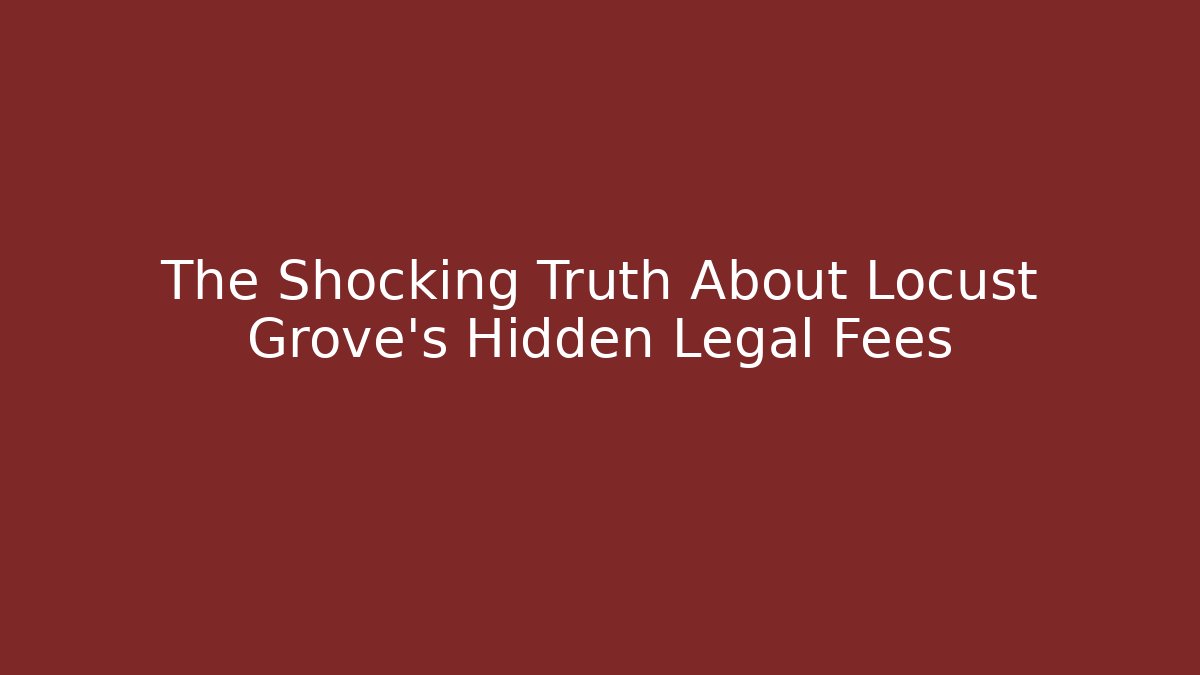 The Shocking Truth About Locust Grove's Hidden Legal Fees