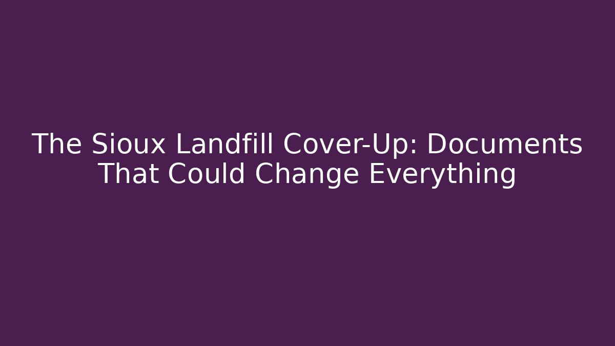 The Sioux Landfill Cover-Up: Documents That Could Change Everything - Magmic