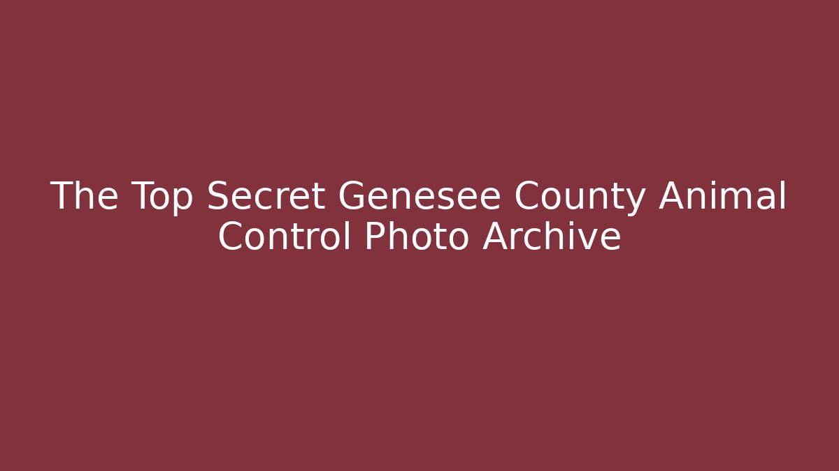 The Top Secret Genesee County Animal Control Photo Archive